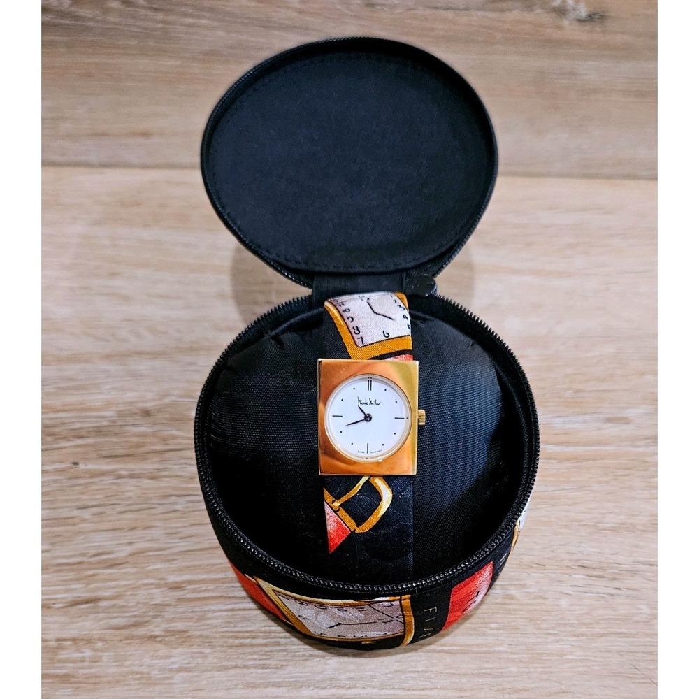 Vintage Nicole Miller Time Flies Silk Watch 1993 Graphic Print‎ Clock Case Works